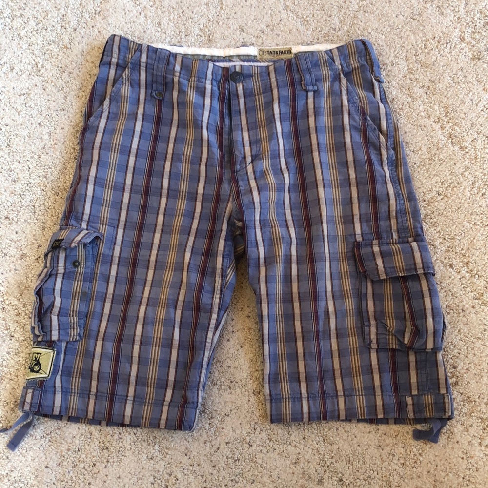 Blue plaid shorts